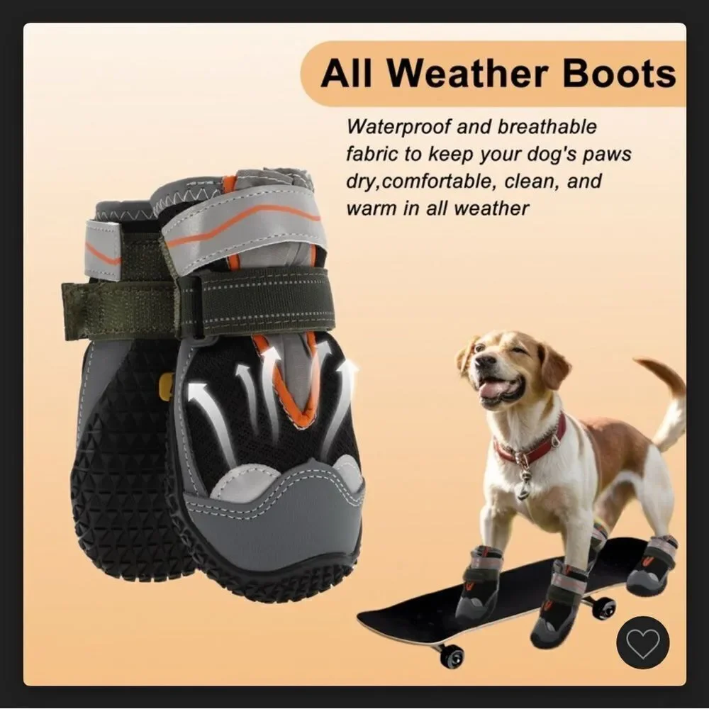 SlowTon Dog Shoes Paw Protection, Waterproof Non-Slip & Adjustable,Reflective 2